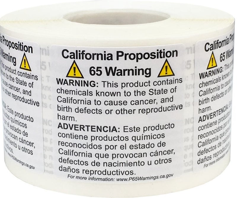 InStockLabels.com California Proposition 65 Warning Labels Short Form 1 1/2 x 1 1/2 Inch Square 500 Adhesive Stickers - Image 1